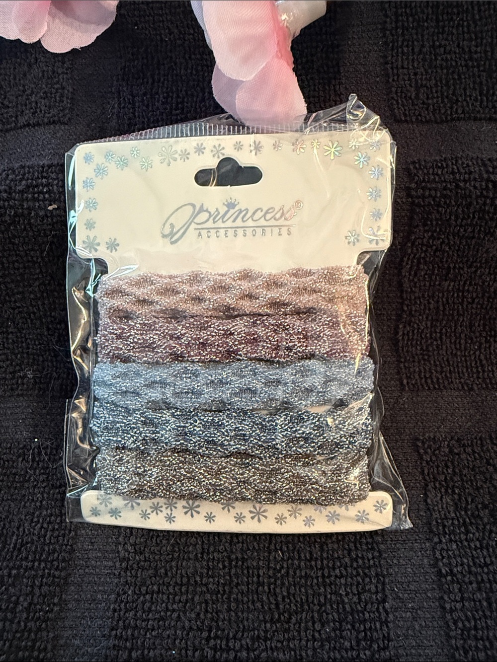 Shimmery Braided Elastic Hair Ties - Pink & Silver